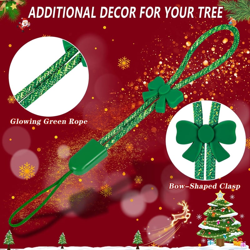 ANGAR 24 Pcs Adjustable Christmas Ornament Hooks, No-Slip Cat Child Proof Ornament Hangers String for Hanging Christmas Tree Decorations, Strong Accessorie for Small & Large Ornaments(Shiny Green) - Image 2